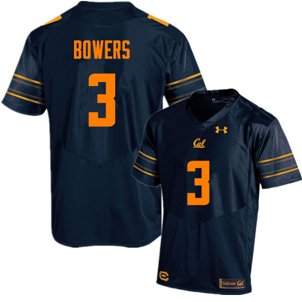 Men #3 Ross Bowers Cal Bears (California Golden Bears College) Football Jerseys Sale-Navy
